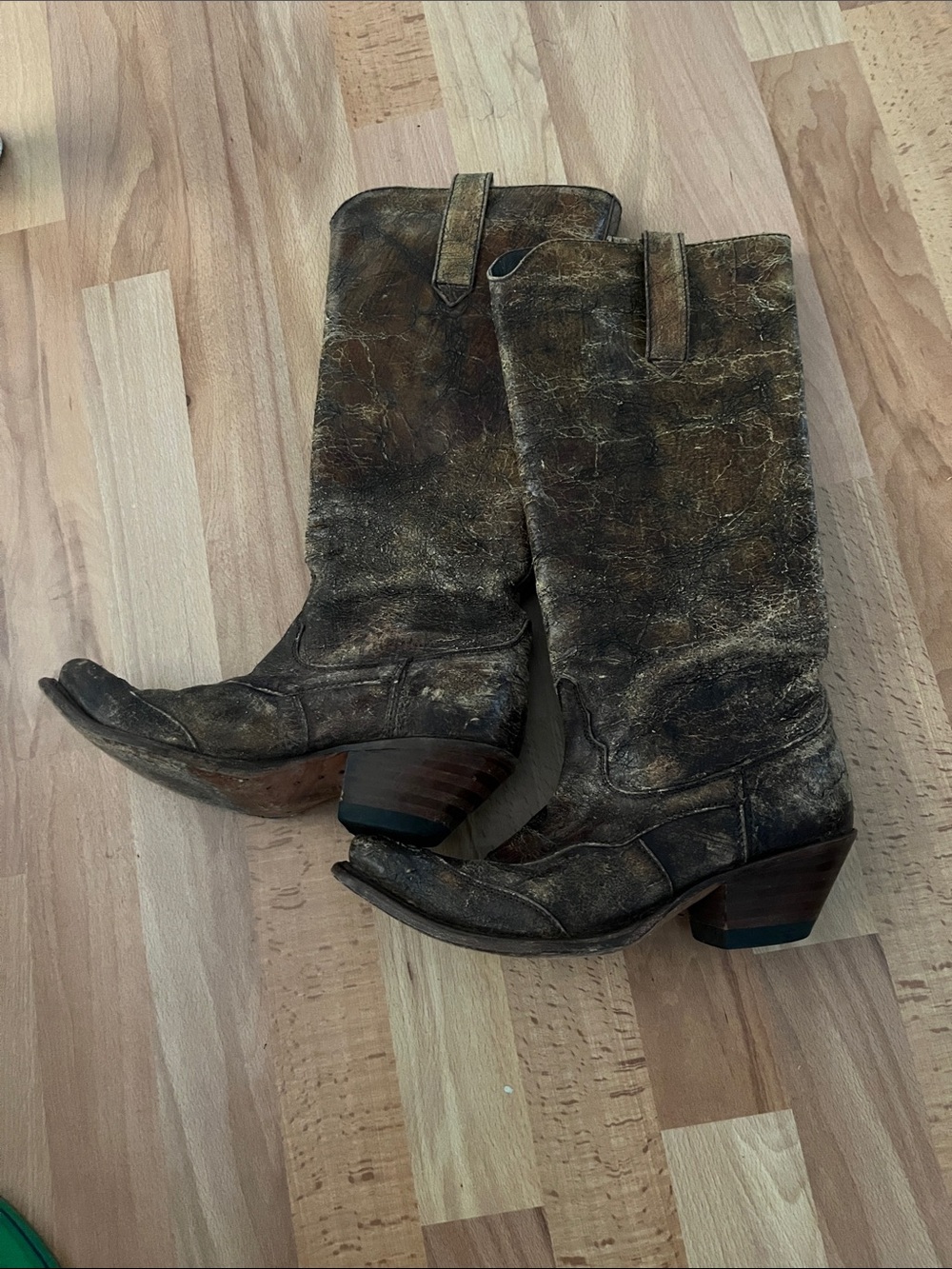 Sendra Distressed Brown Leather Heeled Cowboy Boots